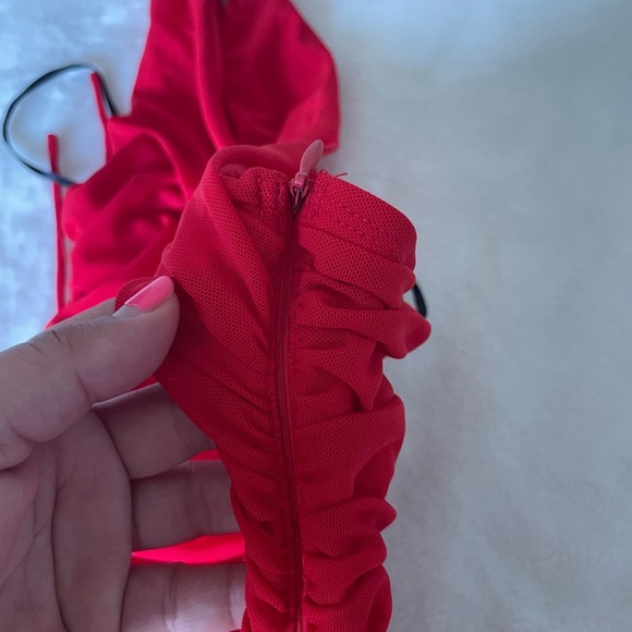 Hello Molly Halter Mesh Vibrant Red Mini Dress - Picture 8 of 11